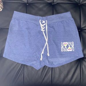 ❤️❤️ Blue Love Lace Up Booty Shorts